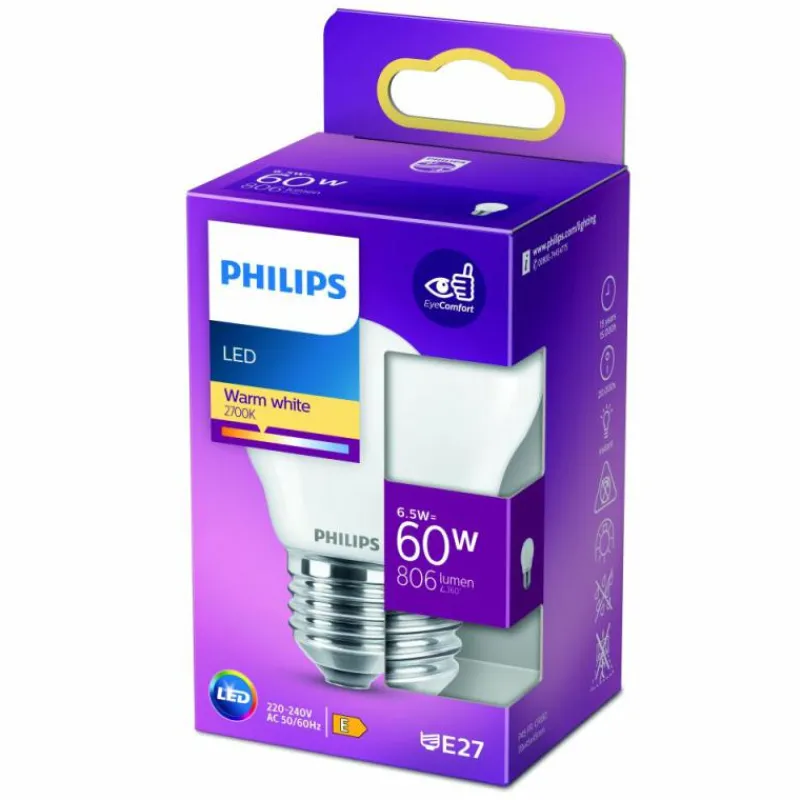 Luminaires Philips Philips LED E27 6,5 Watt 2700 Kelvin 806 Lumen