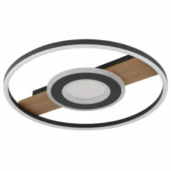 Lampes En Bois-Luminaires Globo Lighting Pikara Plafonnier LED Couleur bois, Noir, 1 lumière