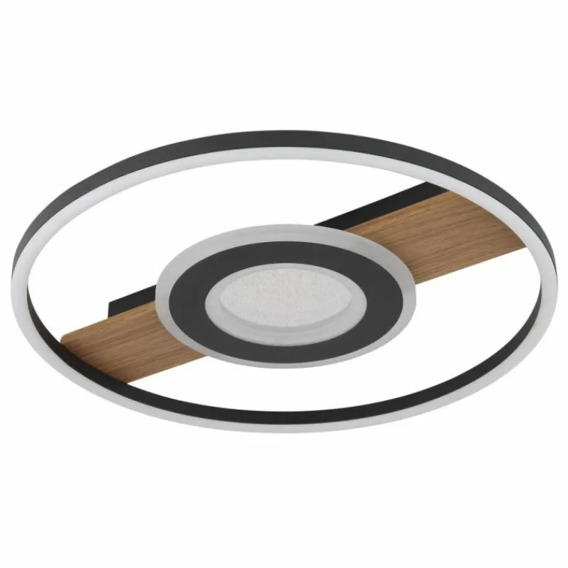 Lampes En Bois-Luminaires Globo Lighting Pikara Plafonnier LED Couleur bois, Noir, 1 lumière