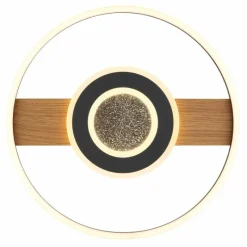 Lampes En Bois-Luminaires Globo Lighting Pikara Plafonnier LED Couleur bois, Noir, 1 lumière