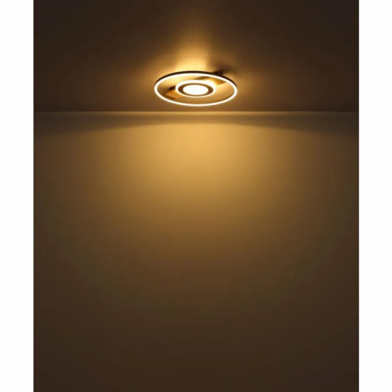 Lampes En Bois-Luminaires Globo Lighting Pikara Plafonnier LED Couleur bois, Noir, 1 lumière