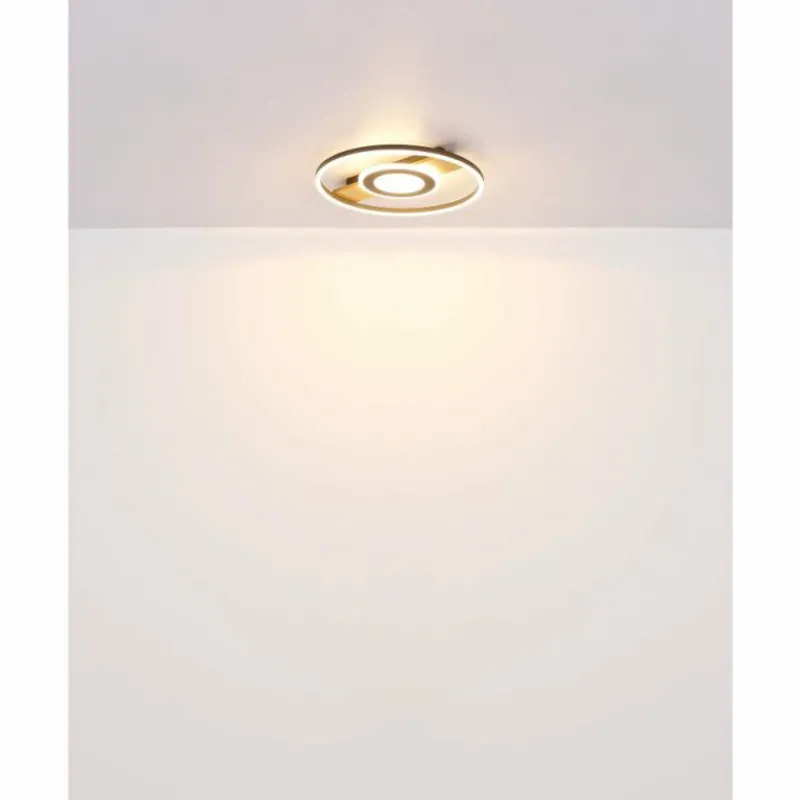 Lampes En Bois-Luminaires Globo Lighting Pikara Plafonnier LED Couleur bois, Noir, 1 lumière