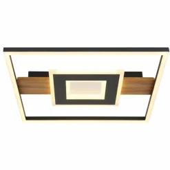 Lampes En Bois-Luminaires Globo Lighting Pikara Plafonnier LED Couleur bois, Noir, 1 lumière