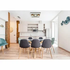 Lampes En Bois-Luminaires Globo Lighting Pikara Plafonnier LED Couleur bois, Noir, 1 lumière