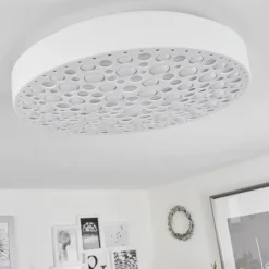 hofstein Plafonnier Agodim LED Blanc, 1 lumière, Télécommandes, Changeur de couleurs