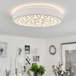 hofstein Plafonnier Agodim LED Blanc, 1 lumière, Télécommandes, Changeur de couleurs