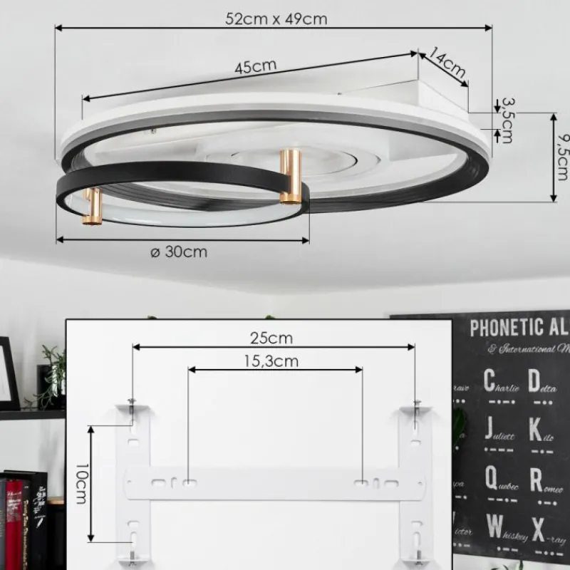 Lampes Dorées-hofstein Plafonnier Agordela LED Or, Blanc, 1 lumière