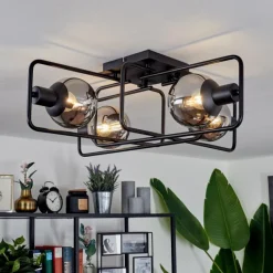 hofstein Plafonnier Agropoli Noir, 4 lumières