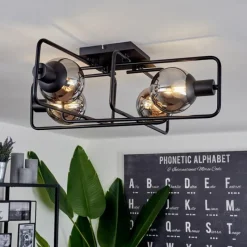 hofstein Plafonnier Agropoli Noir, 4 lumières