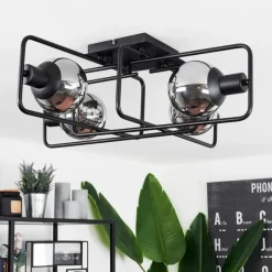 hofstein Plafonnier Agropoli Noir, 4 lumières