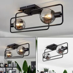 Suspension Verre Fumé-hofstein Plafonnier Agropoli Noir, 2 lumières