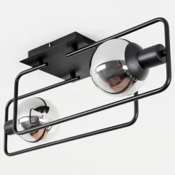 Suspension Verre Fumé-hofstein Plafonnier Agropoli Noir, 2 lumières