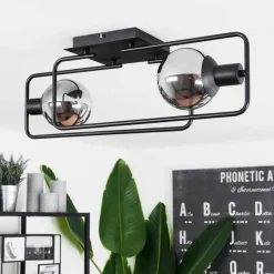 Suspension Verre Fumé-hofstein Plafonnier Agropoli Noir, 2 lumières