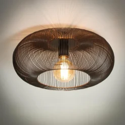 hofstein Plafonnier Agueda Brun foncé, Nickel mat, Noir, 1 lumière* Plafonniers