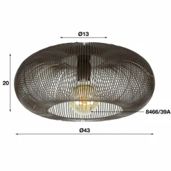 hofstein Plafonnier Agueda Brun foncé, Nickel mat, Noir, 1 lumière* Plafonniers