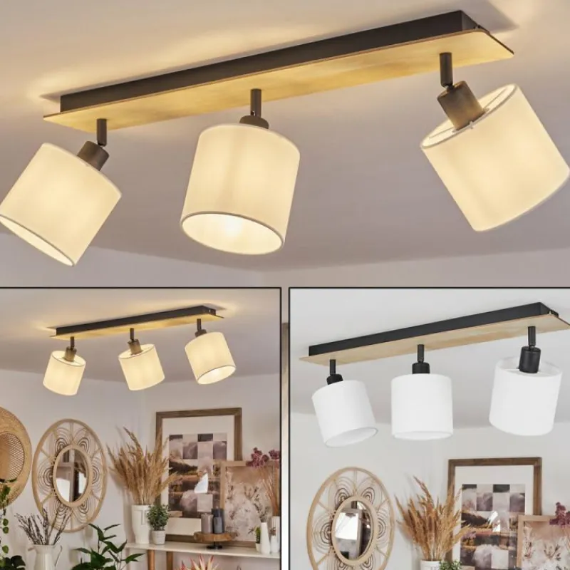 Lampes En Tissu-hofstein Plafonnier Alsen Bois clair, Noir, 3 lumières