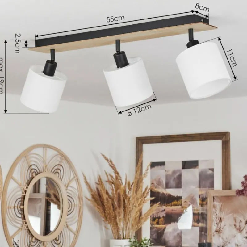 Lampes En Tissu-hofstein Plafonnier Alsen Bois clair, Noir, 3 lumières