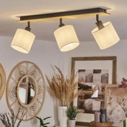 Lampes En Tissu-hofstein Plafonnier Alsen Bois clair, Noir, 3 lumières