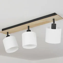 Lampes En Tissu-hofstein Plafonnier Alsen Bois clair, Noir, 3 lumières