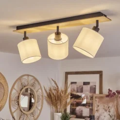 Lampes En Tissu-hofstein Plafonnier Alsen Bois clair, Noir, 3 lumières