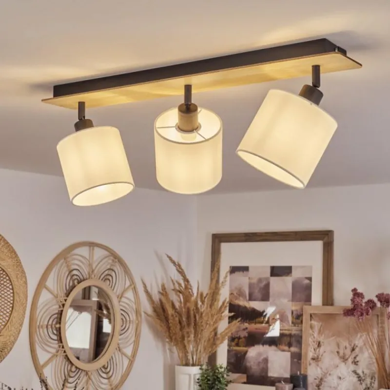 Lampes En Tissu-hofstein Plafonnier Alsen Bois clair, Noir, 3 lumières