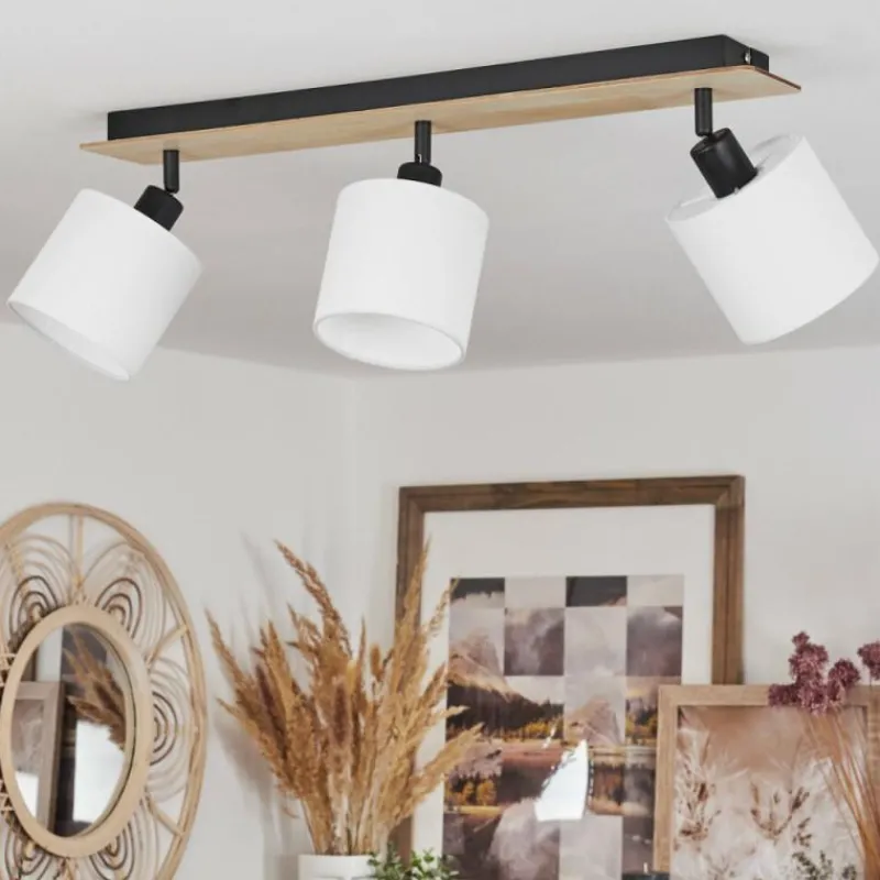 Lampes En Tissu-hofstein Plafonnier Alsen Bois clair, Noir, 3 lumières