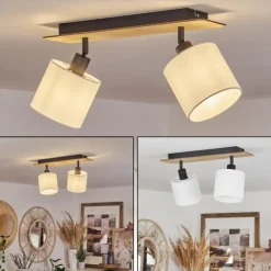 Lampes En Tissu-hofstein Plafonnier Alsen Bois clair, Noir, 2 lumières