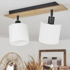 Lampes En Tissu-hofstein Plafonnier Alsen Bois clair, Noir, 2 lumières