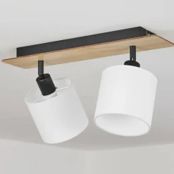 Lampes En Tissu-hofstein Plafonnier Alsen Bois clair, Noir, 2 lumières