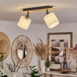 Lampes En Tissu-hofstein Plafonnier Alsen Bois clair, Noir, 2 lumières