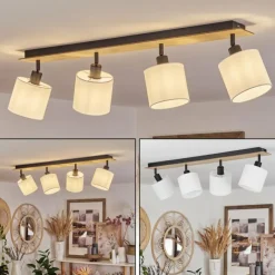 Lampes En Tissu-hofstein Plafonnier Alsen Bois clair, Noir, 4 lumières