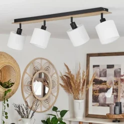 Lampes En Tissu-hofstein Plafonnier Alsen Bois clair, Noir, 4 lumières