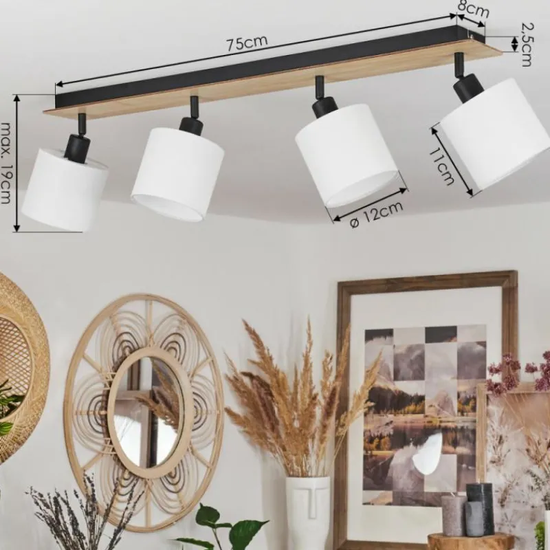 Lampes En Tissu-hofstein Plafonnier Alsen Bois clair, Noir, 4 lumières