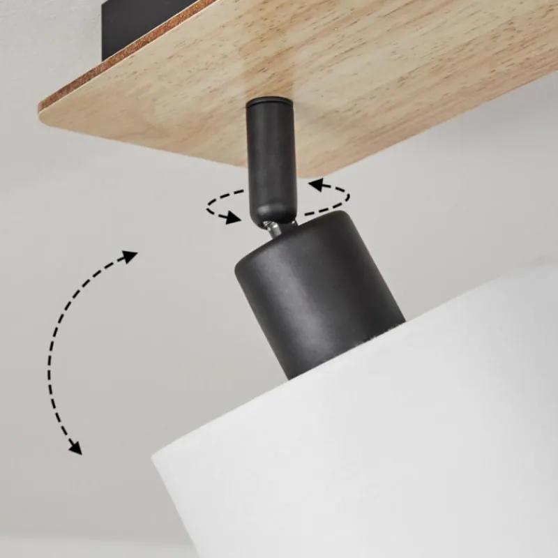 Lampes En Tissu-hofstein Plafonnier Alsen Bois clair, Noir, 4 lumières