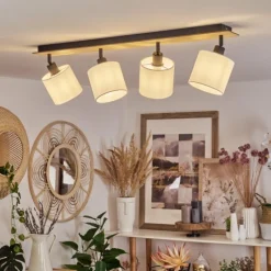 Lampes En Tissu-hofstein Plafonnier Alsen Bois clair, Noir, 4 lumières