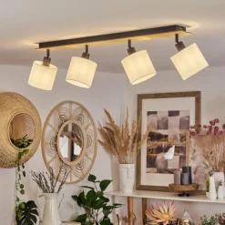 Lampes En Tissu-hofstein Plafonnier Alsen Bois clair, Noir, 4 lumières