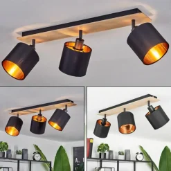 Lampes En Tissu-hofstein Plafonnier Alsen Bois clair, Noir, 3 lumières