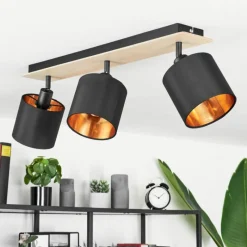 Lampes En Tissu-hofstein Plafonnier Alsen Bois clair, Noir, 3 lumières
