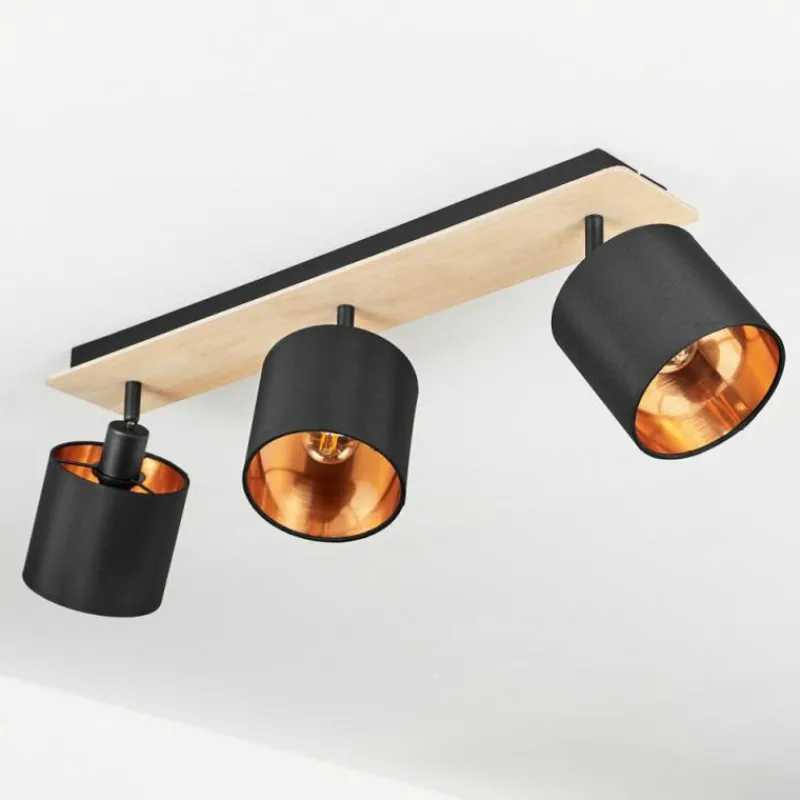 Lampes En Tissu-hofstein Plafonnier Alsen Bois clair, Noir, 3 lumières