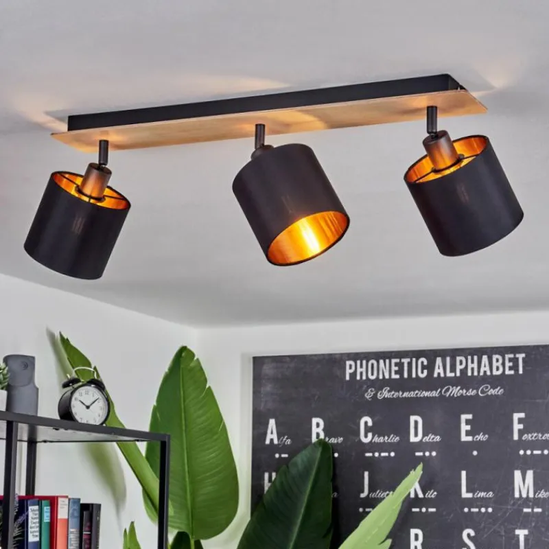 Lampes En Tissu-hofstein Plafonnier Alsen Bois clair, Noir, 3 lumières