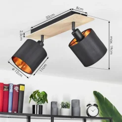 Lampes En Tissu-hofstein Plafonnier Alsen Bois clair, Noir, 2 lumières