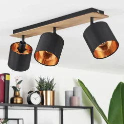 Lampes En Tissu-hofstein Plafonnier Alsen Bois foncé, Noir, 3 lumières