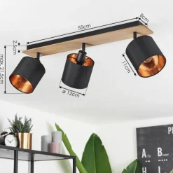 Lampes En Tissu-hofstein Plafonnier Alsen Bois foncé, Noir, 3 lumières