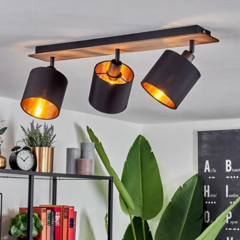 Lampes En Tissu-hofstein Plafonnier Alsen Bois foncé, Noir, 3 lumières