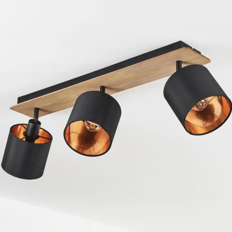 Lampes En Tissu-hofstein Plafonnier Alsen Bois foncé, Noir, 3 lumières