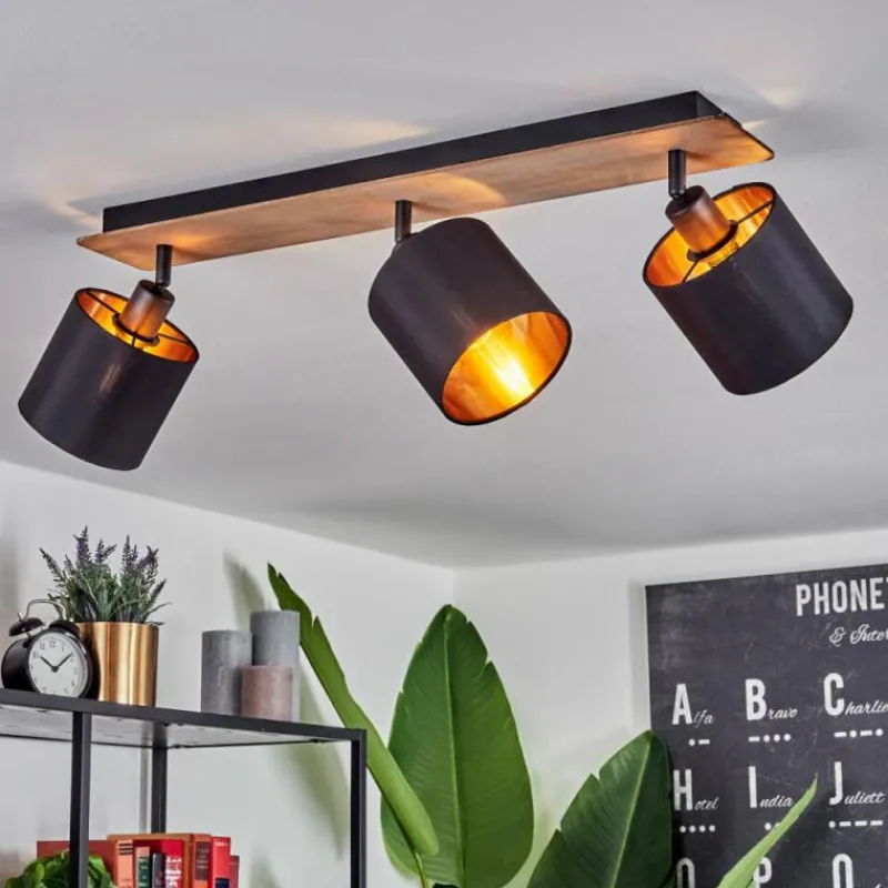 Lampes En Tissu-hofstein Plafonnier Alsen Bois foncé, Noir, 3 lumières