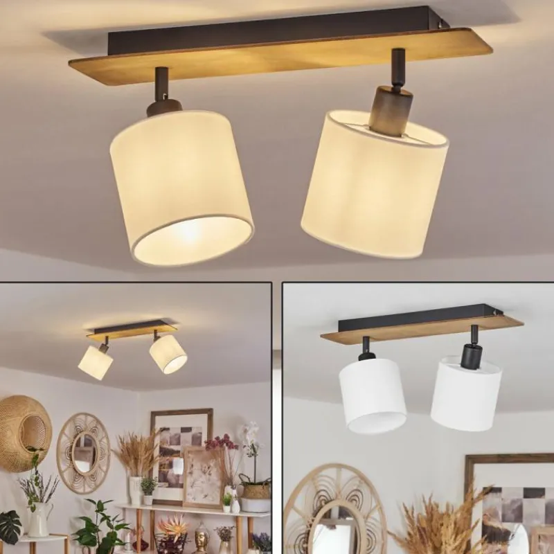 Lampes En Tissu-hofstein Plafonnier Alsen Bois foncé, Noir, 2 lumières