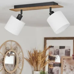 Lampes En Tissu-hofstein Plafonnier Alsen Bois foncé, Noir, 2 lumières