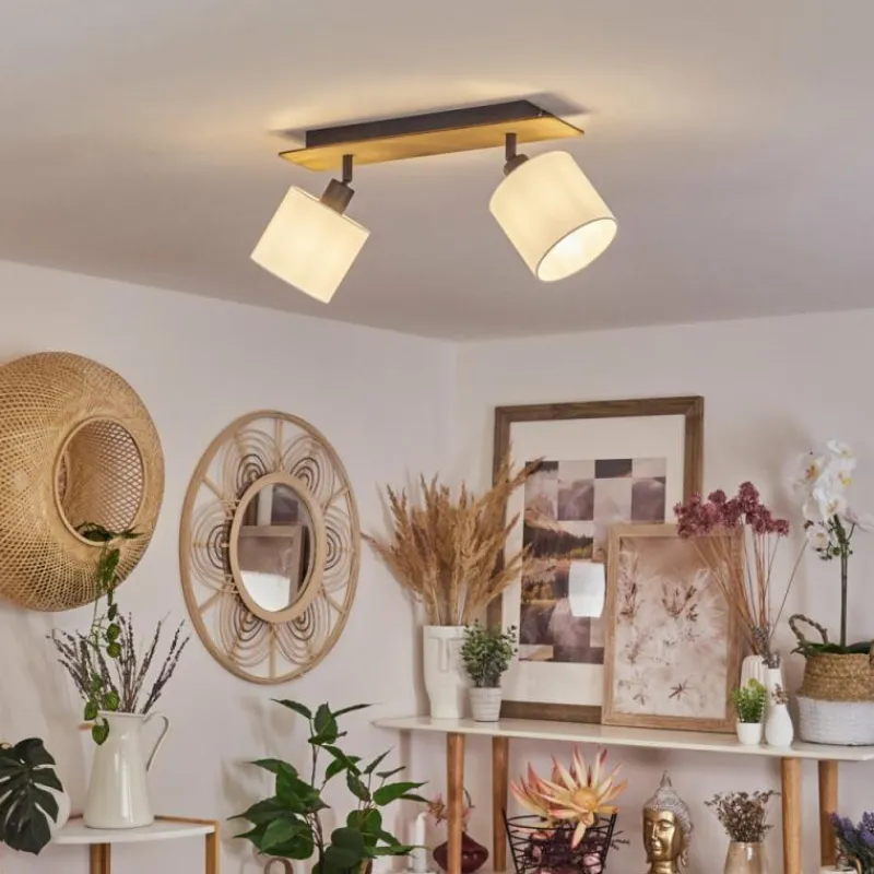 Lampes En Tissu-hofstein Plafonnier Alsen Bois foncé, Noir, 2 lumières