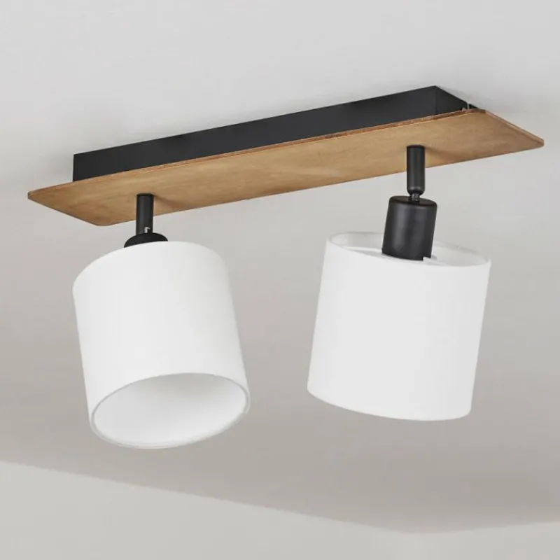 Lampes En Tissu-hofstein Plafonnier Alsen Bois foncé, Noir, 2 lumières